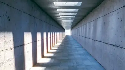 Pasillo moderno en perspectiva, símbolo de los distintos escenarios de planificación patrimonial internacional.