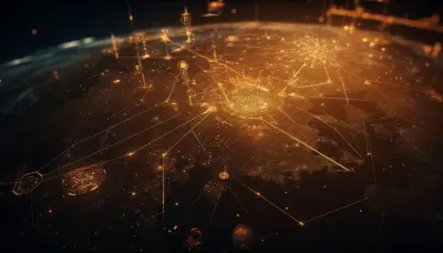 Representación digital de una red global de conexiones, asociada a la gobernanza de familias con presencia en múltiples geografías.